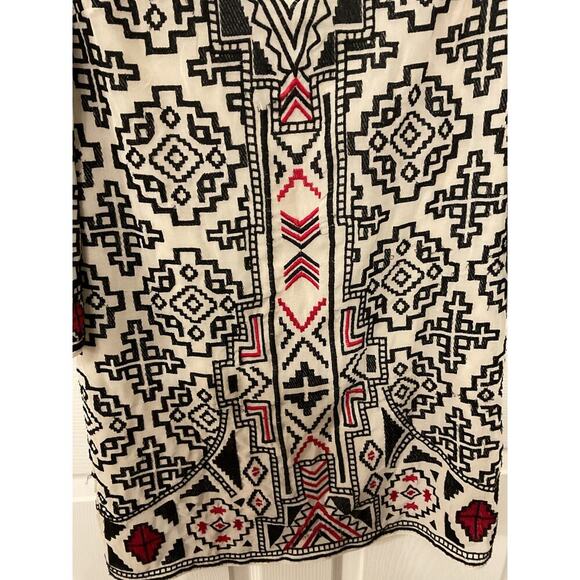 Alice & Olivia Lowell Embroidered Aztec Popover Bohemian Chiffon Tunic, sz S - Picture 5 of 11